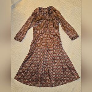 Zara Basic Satin Burgandy Floral Dress